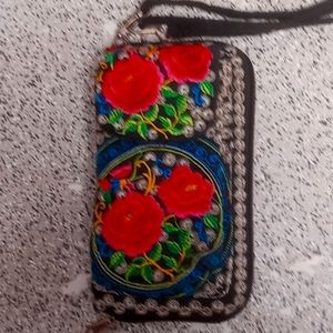 Handmade  Embroidery rose wristlet